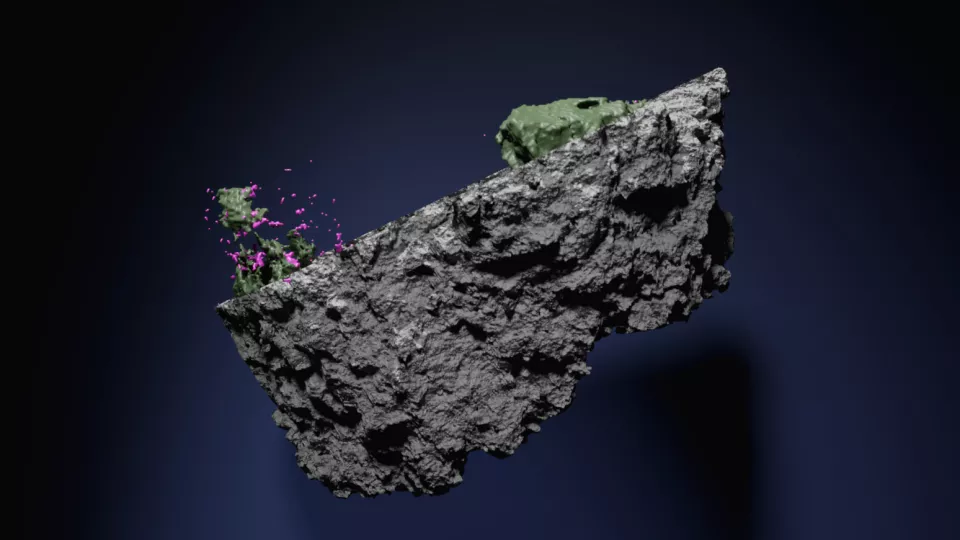Meteorite. 3D rendering. 